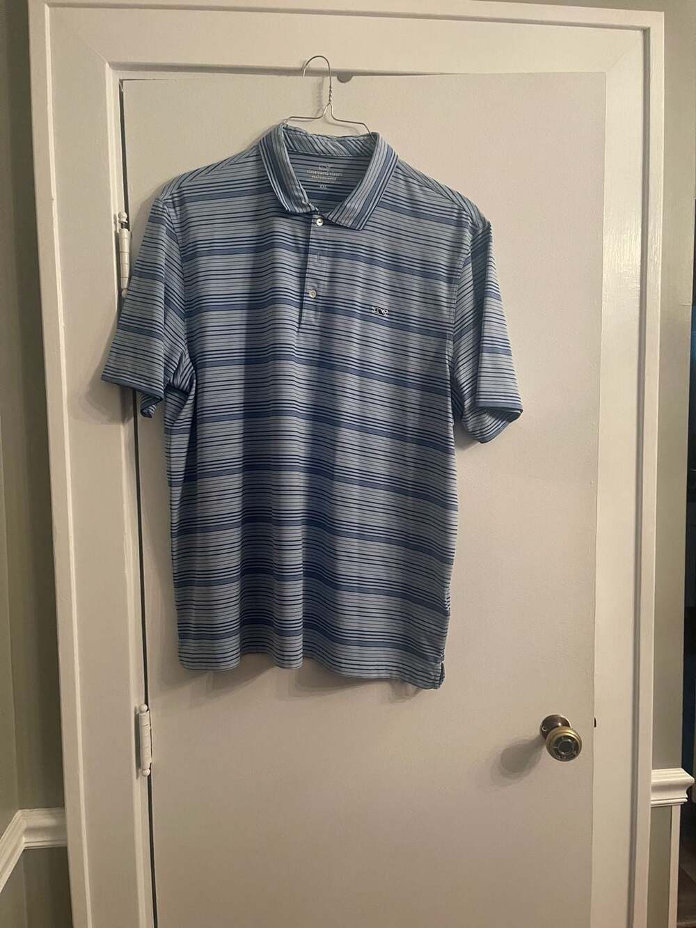 Vineyard Vines Performance Polo Size XXL Blue Striped Golf Shirt